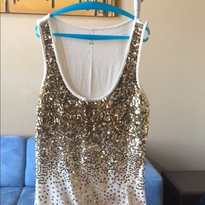 Beige sequin tank top